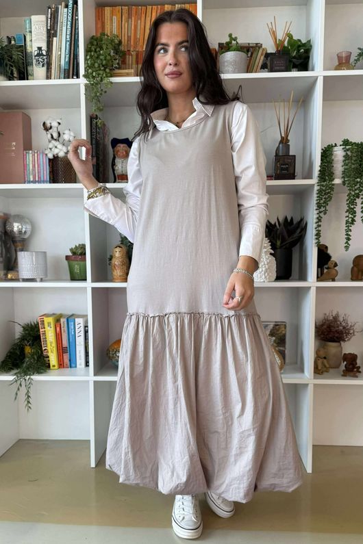 Paloma Pouf Layering Dress Stone